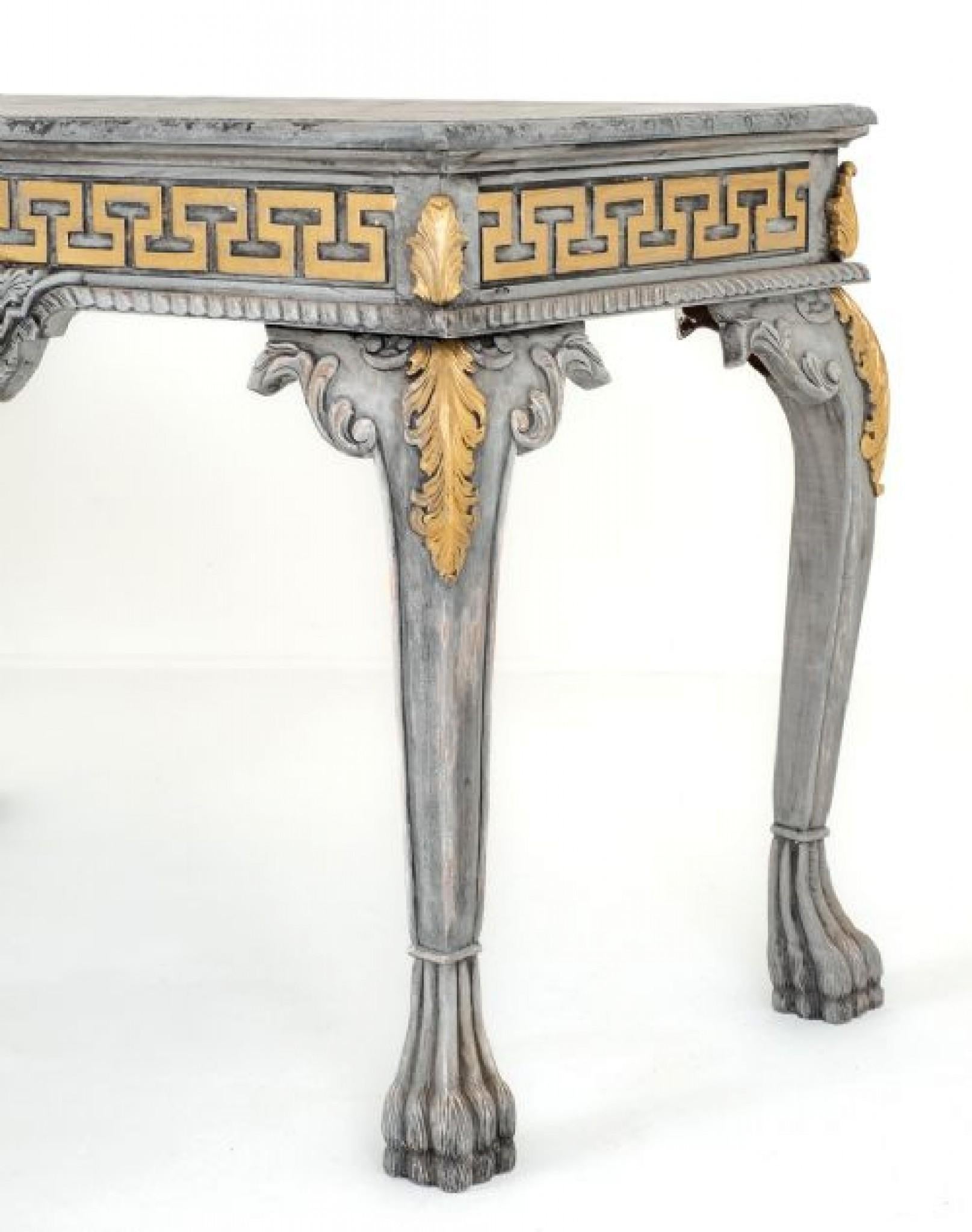 Pair Chippendale Painted Console Tables Gilt Hall For Sale 6