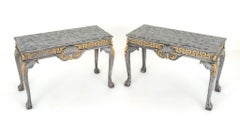 Pair Chippendale Painted Console Tables Gilt Hall