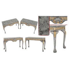 Retro Pair Chippendale Painted Console Tables Gilt Hall