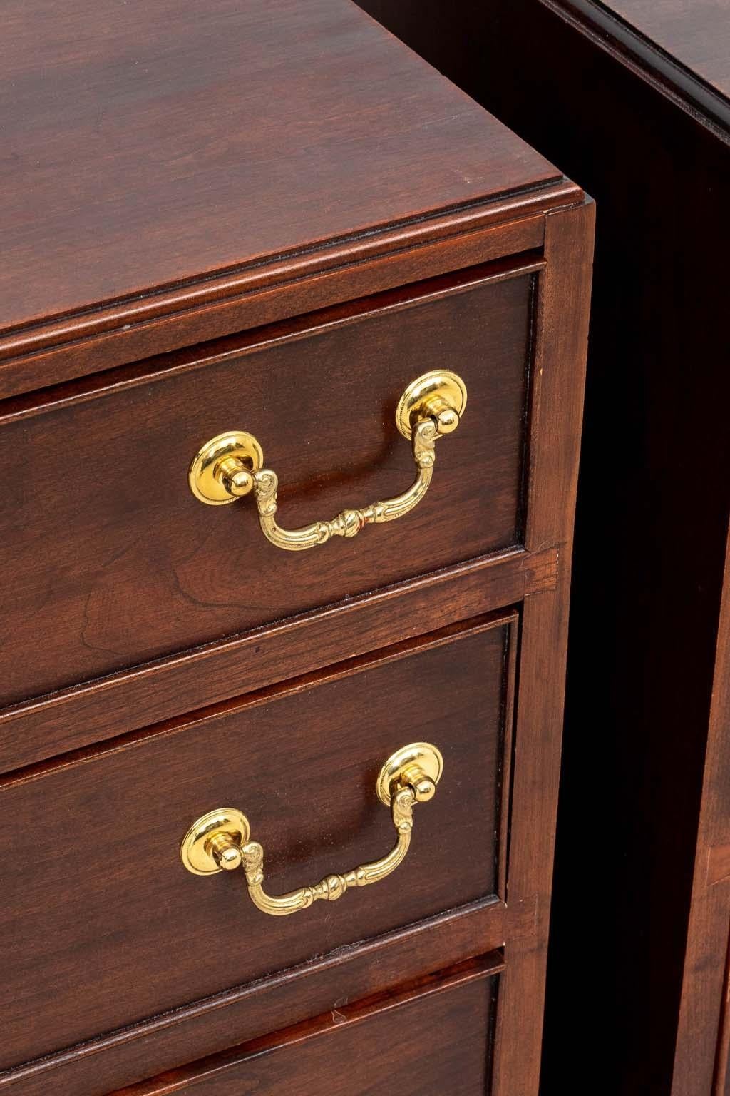 Brass Pair Chippendale Style End Tables For Sale