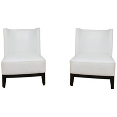 Pair of Christian Liagre Mandarin White Leather Chairs