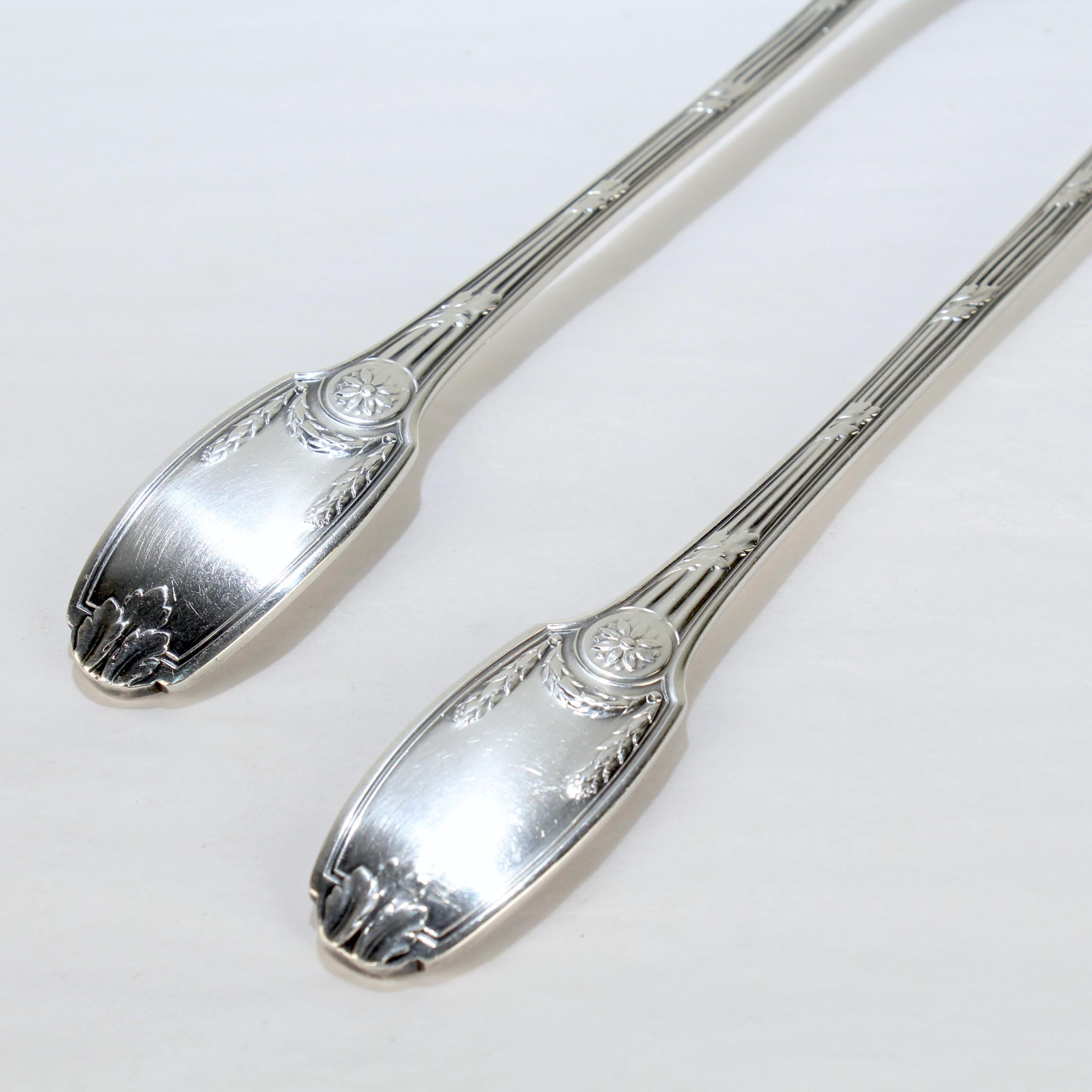 Pair Christofle France Delafosse Silverplate Fork & Spoon Salad Servers For Sale 2