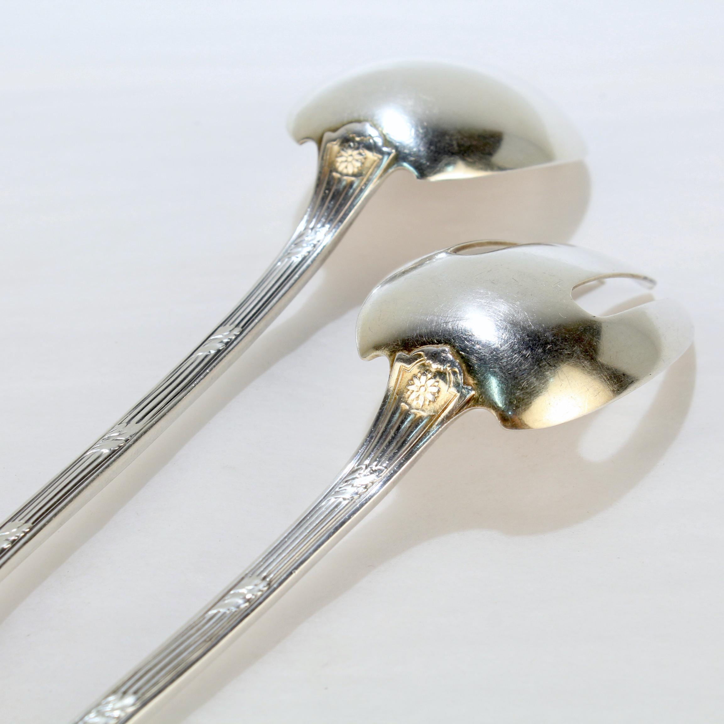 Pair Christofle France Delafosse Silverplate Fork & Spoon Salad Servers For Sale 3