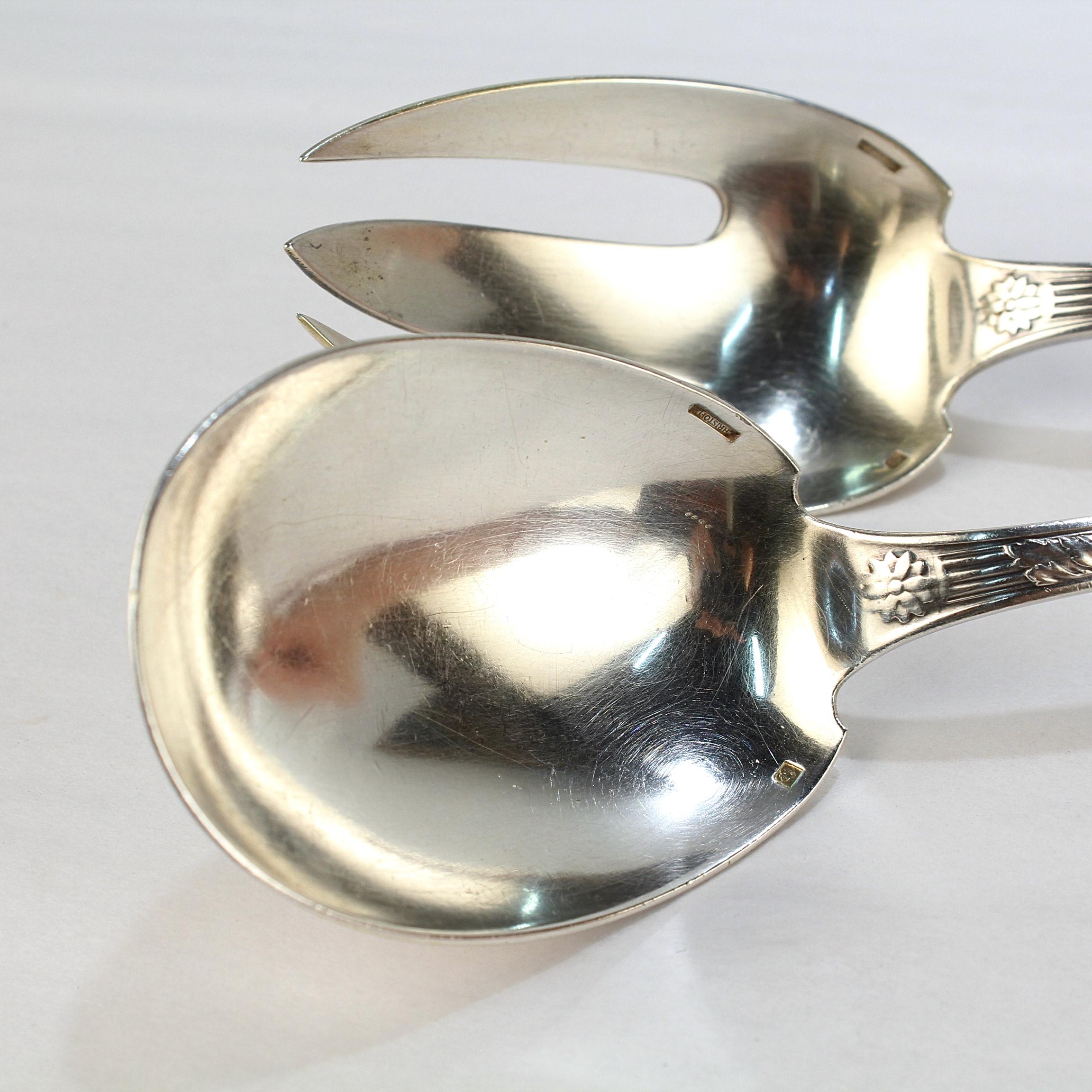 Pair Christofle France Delafosse Silverplate Fork & Spoon Salad Servers For Sale 4