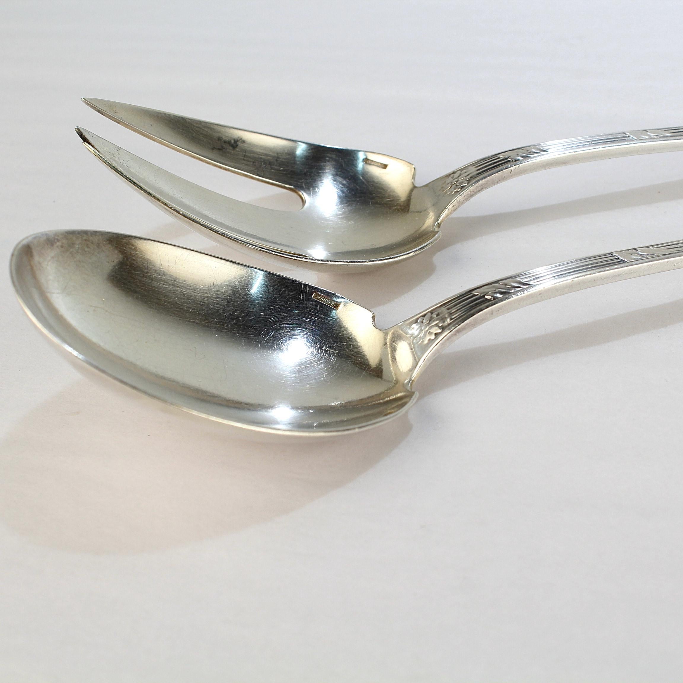 Pair Christofle France Delafosse Silverplate Fork & Spoon Salad Servers For Sale 5