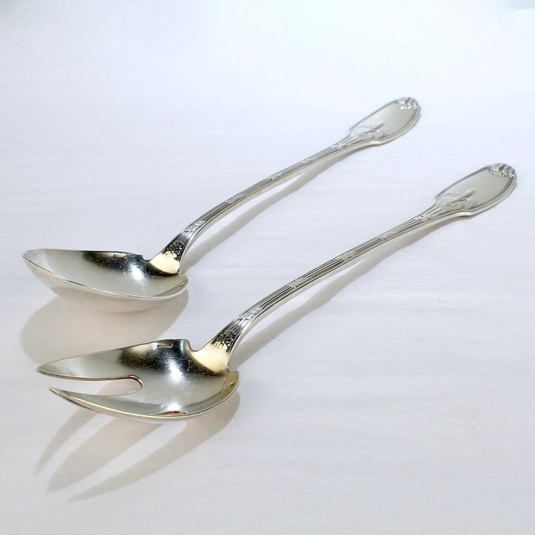 Pair Christofle France Delafosse Silverplate Fork and Spoon Salad Servers  For Sale at 1stDibs