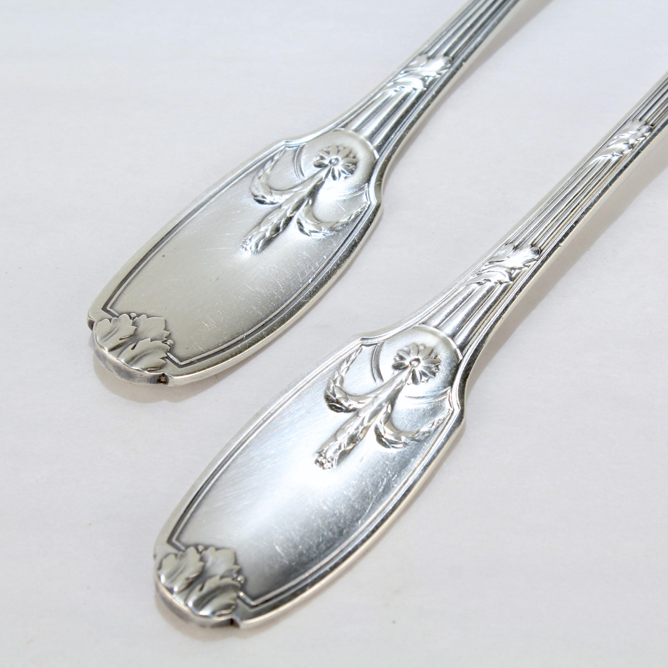 Pair Christofle France Delafosse Silverplate Fork & Spoon Salad Servers For Sale 1