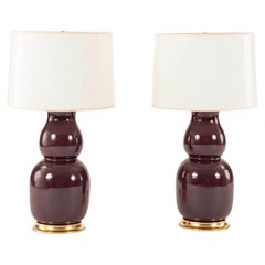 Pair Christopher Spitzmiller Aubergine Nicholas Table Lamps