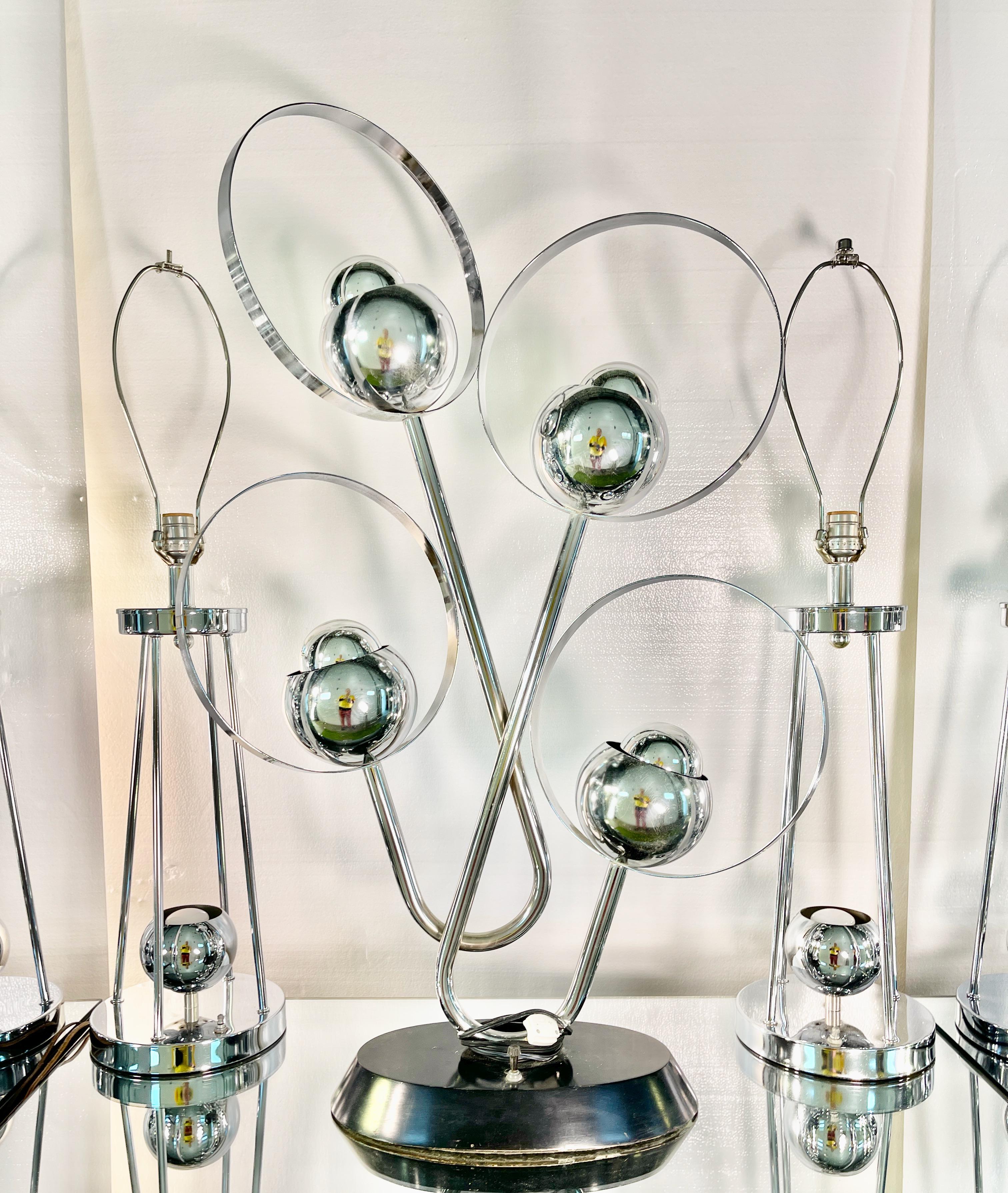 Pair Chrome Lamps by Torino For Sale 3