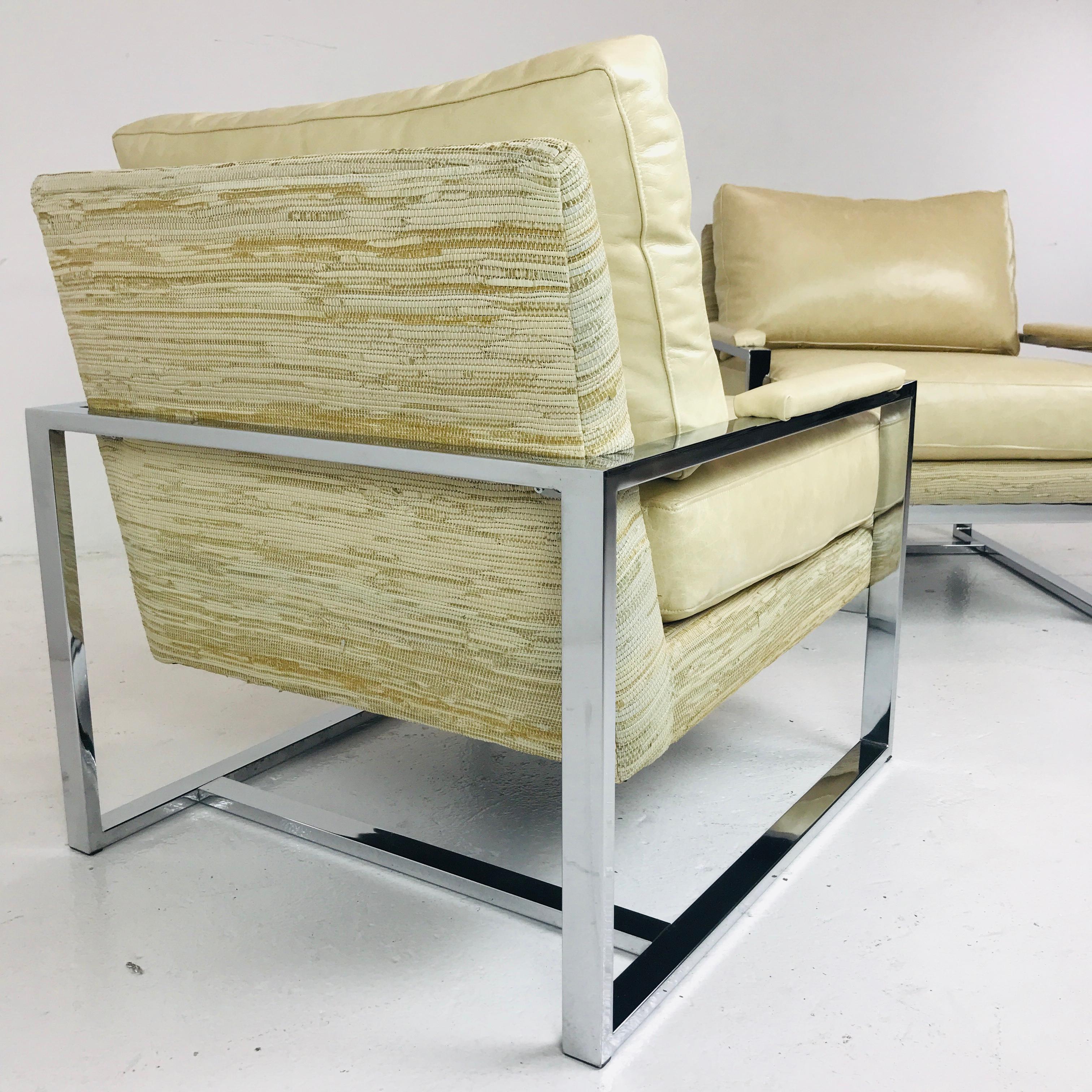 Mid-Century Modern Pair of Chrome Milo Baughman Style Chairs