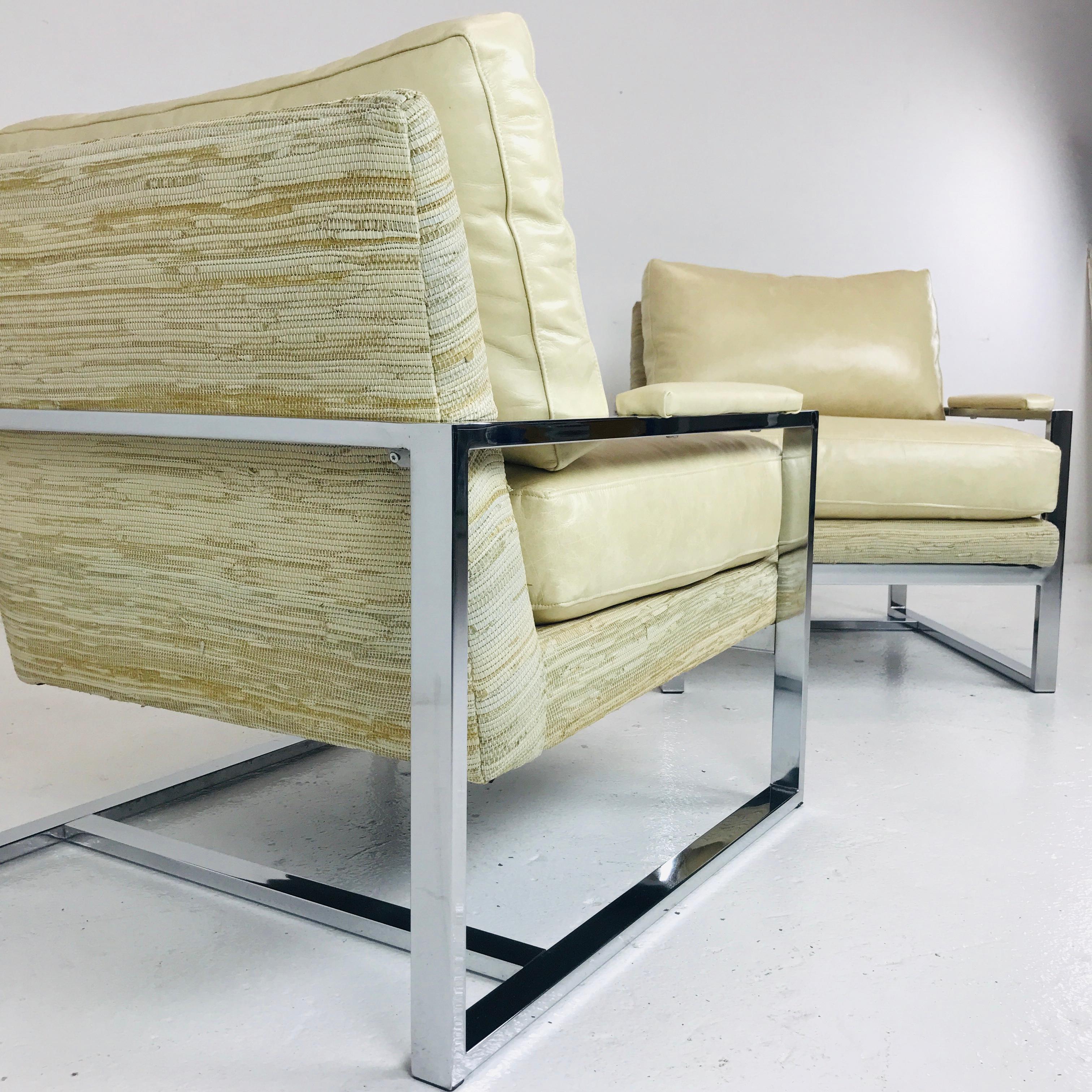 American Pair of Chrome Milo Baughman Style Chairs