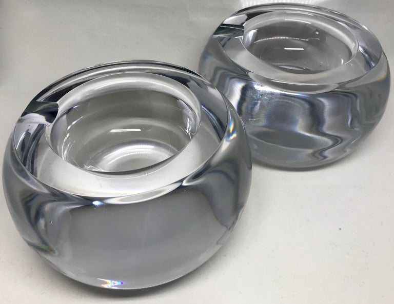 Pair of Chunky Crystal Ashtrays For Sale at 1stDibs