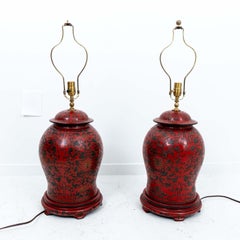 Pair Cinnabar Lamps