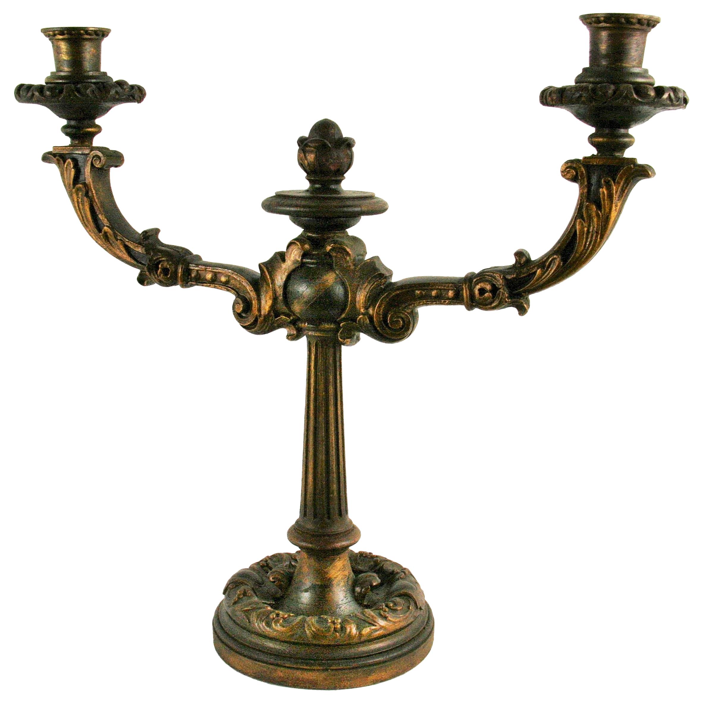 Pair of  Italian Wood and Gesso Decorative Candelabras Late 19th century