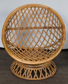Pair of Circular Rattan Saucer Chairs