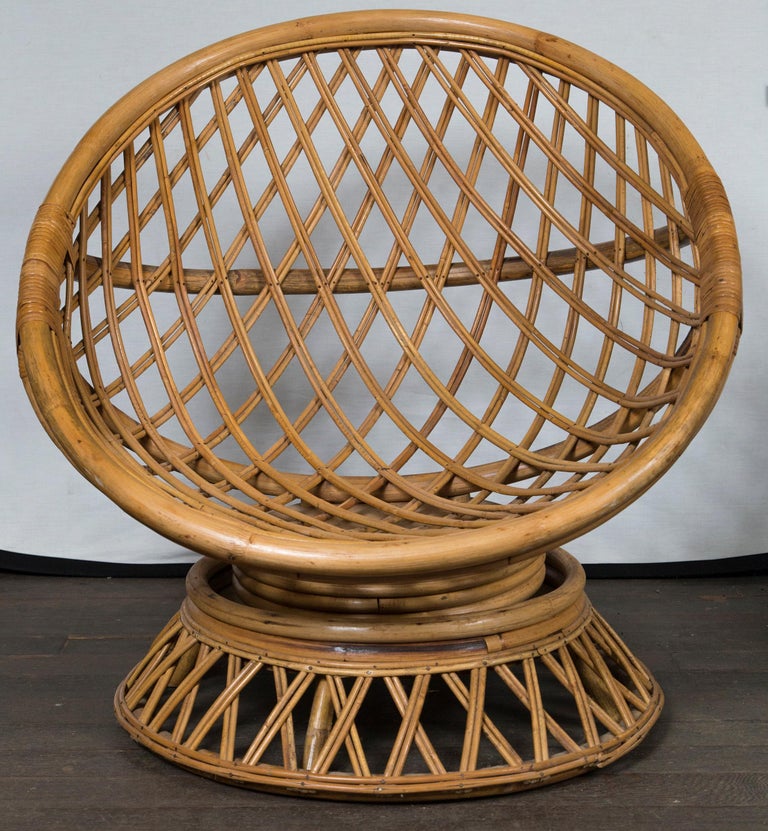 Pair of Circular Rattan Saucer Chairs at 1stDibs bamboo saucer chair