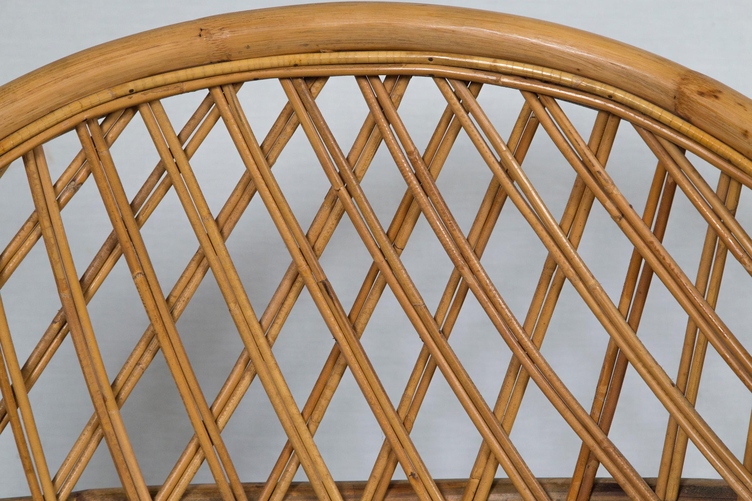 Pair of Circular Rattan Saucer Chairs In Good Condition In Stamford, CT