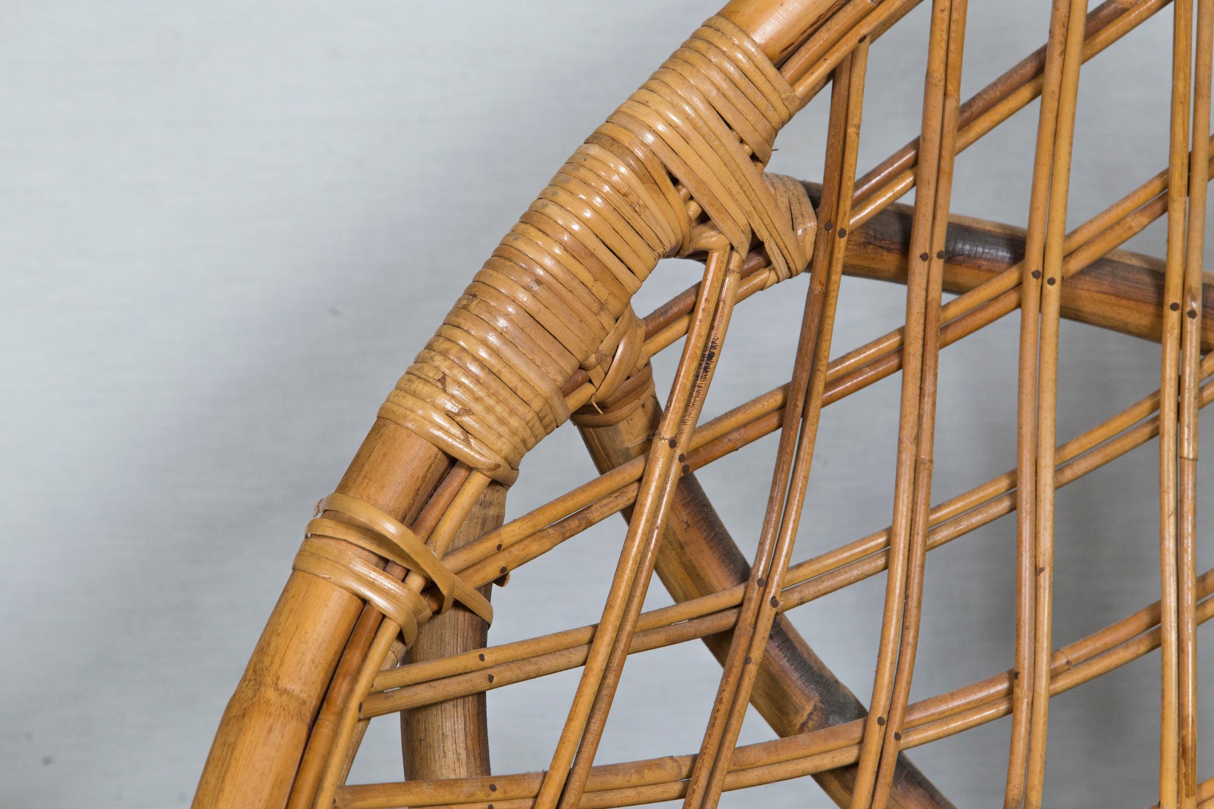 Mid-20th Century Pair of Circular Rattan Saucer Chairs