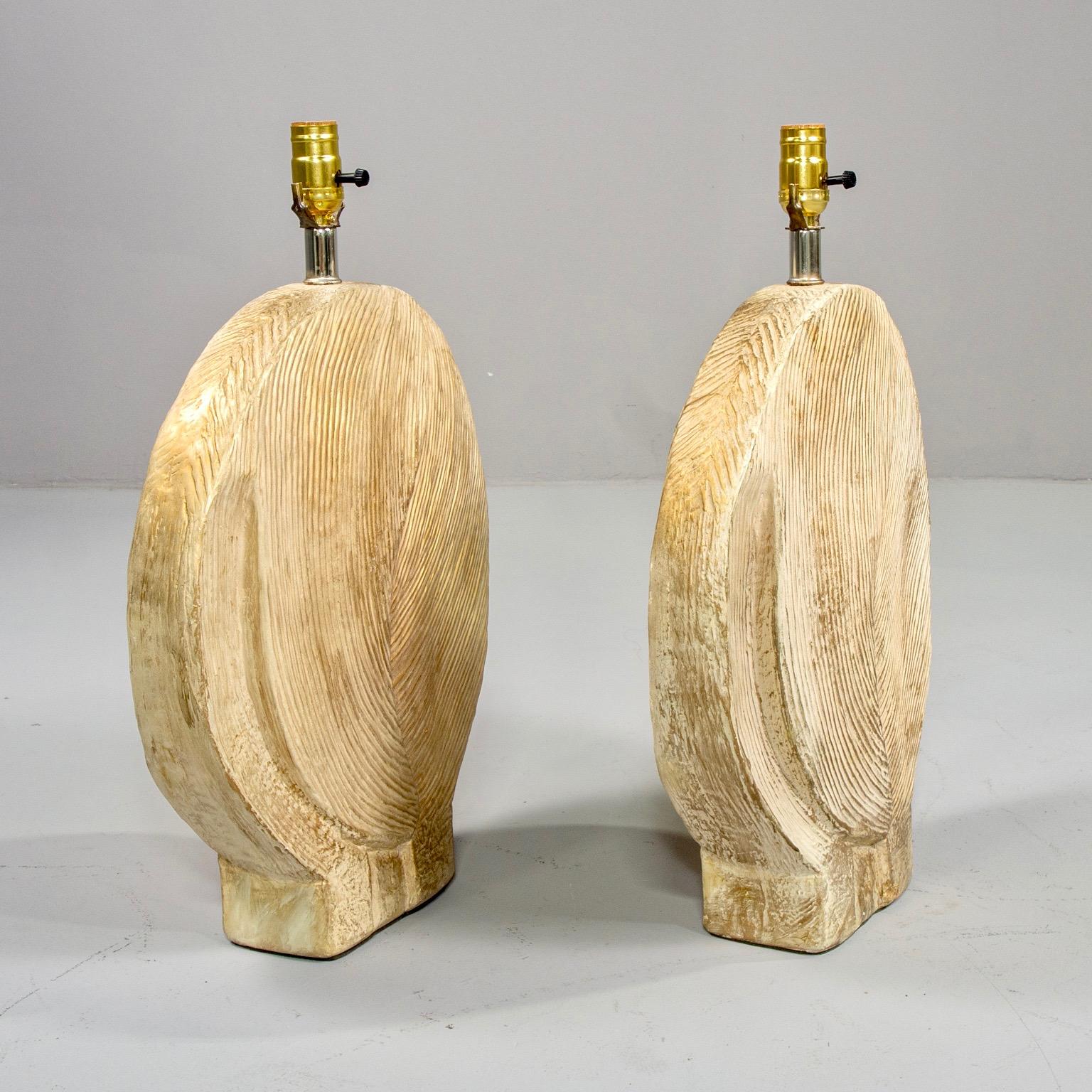 Italian Pair of Clam Shell Form Lamps with Gilded Glaze