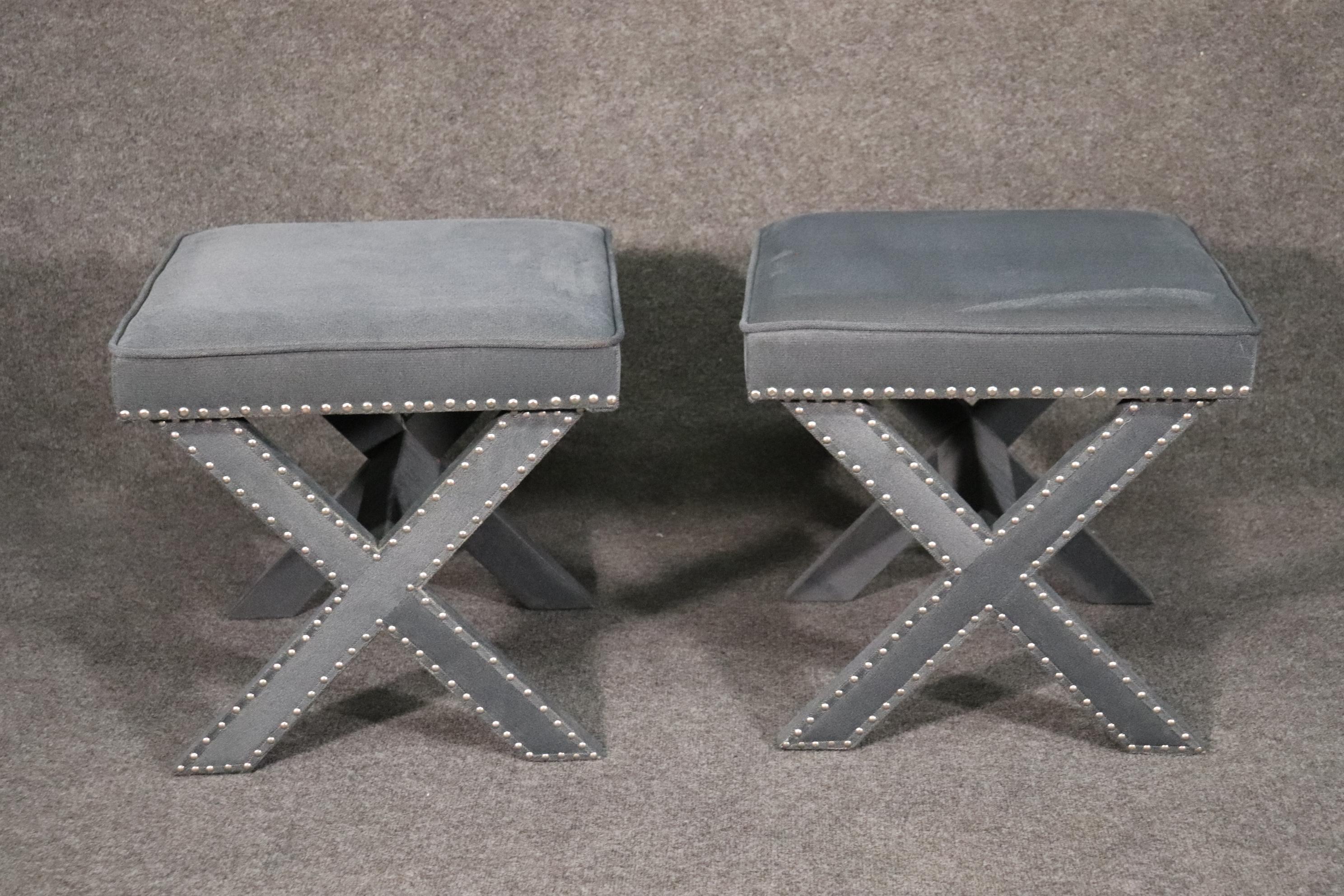 Unknown Pair of Classic Contemporary Dorothy Draper Style X Form Benches Stools For Sale