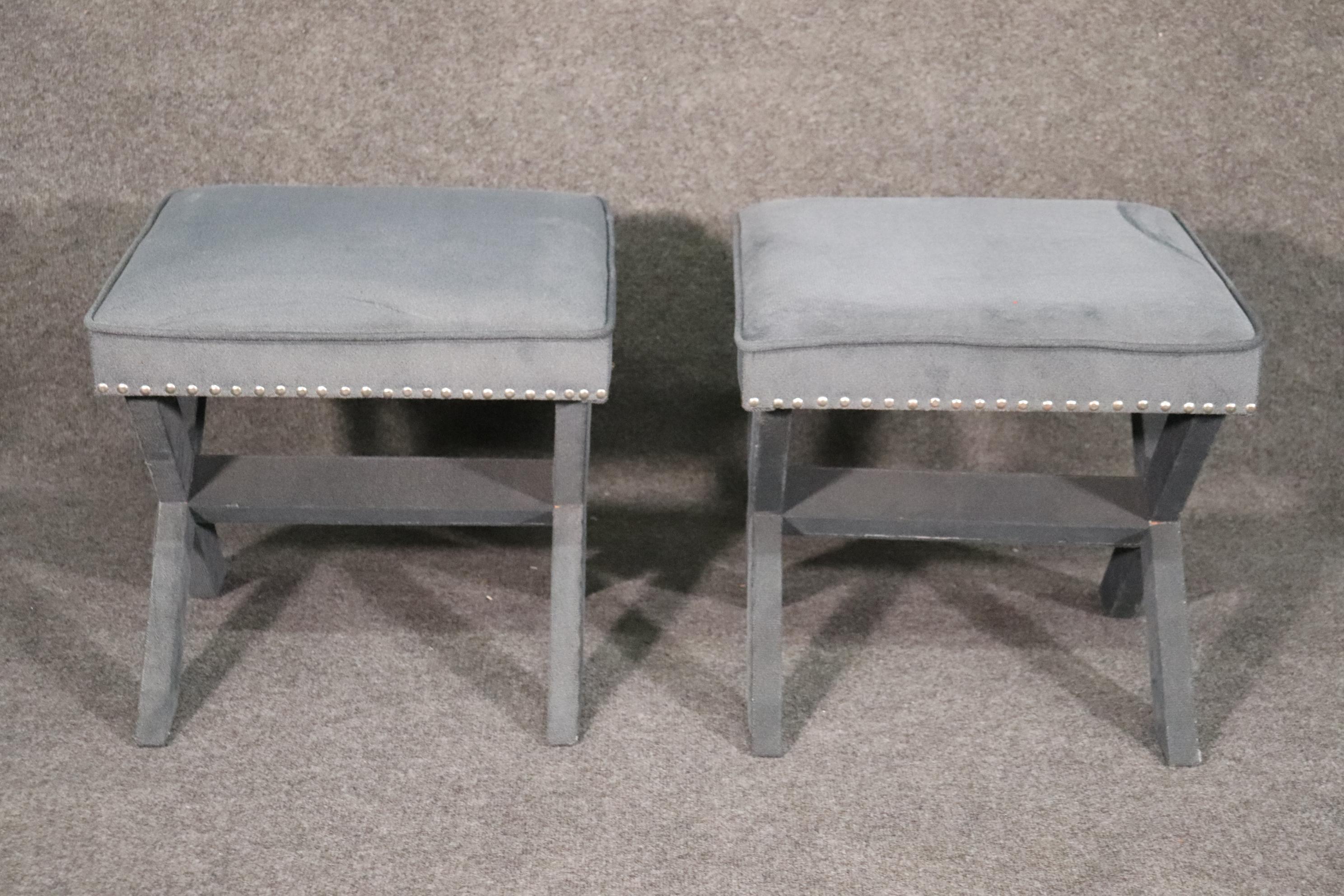 Pair of Classic Contemporary Dorothy Draper Style X Form Benches Stools For Sale 1