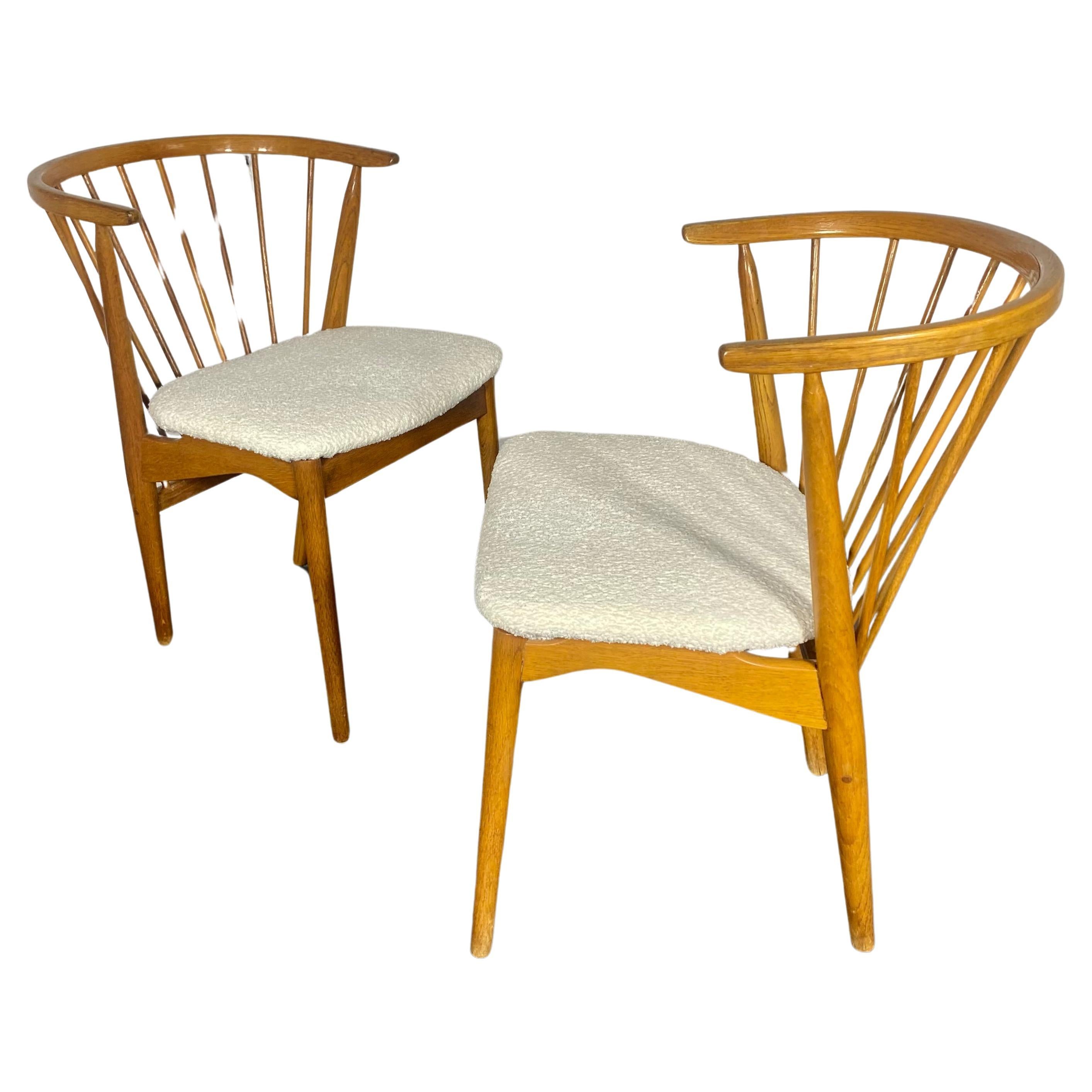 Pair cLASSIC Danish Spindle Barrel Back Arm Chairs by George Tanier / Denmark For Sale
