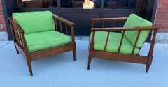 Pair Classic Modernist Walnut Lounge Chairs / American of Martinsville