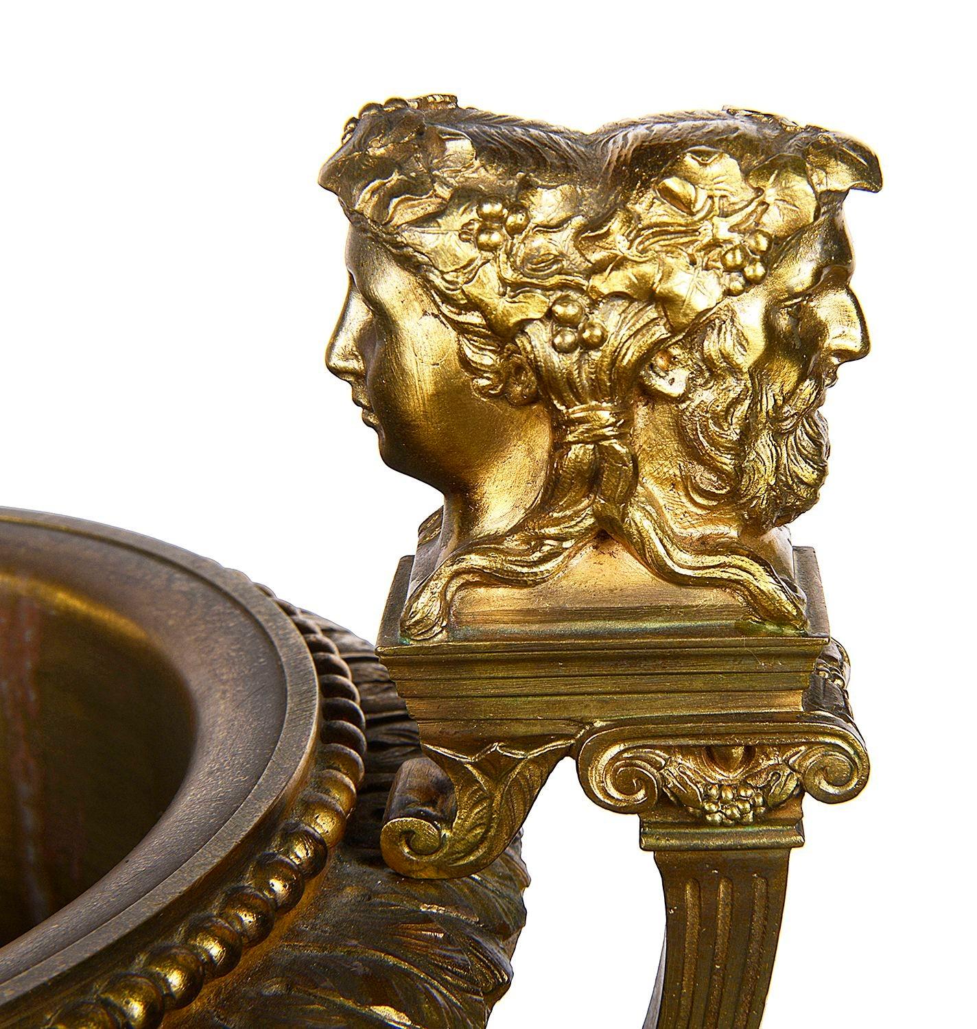 Classical Greek Pair classical 19th Century Ormolu urns. after Balling for Versailles For Sale