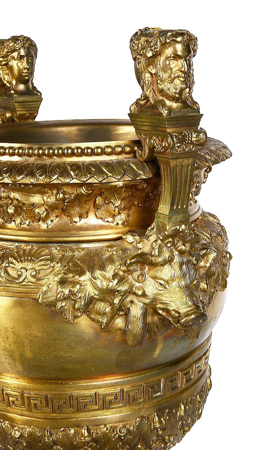 French Pair classical 19th Century Ormolu urns. after Balling for Versailles For Sale