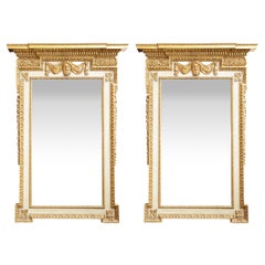 Pair Classical Adam Style Carved Giltwood Mirrors