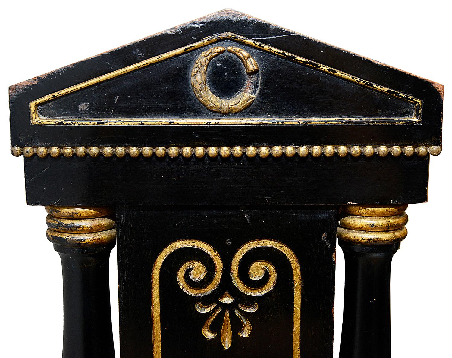 Ebonized Pair Classical Aesthetic Movement Hall Benches For Sale