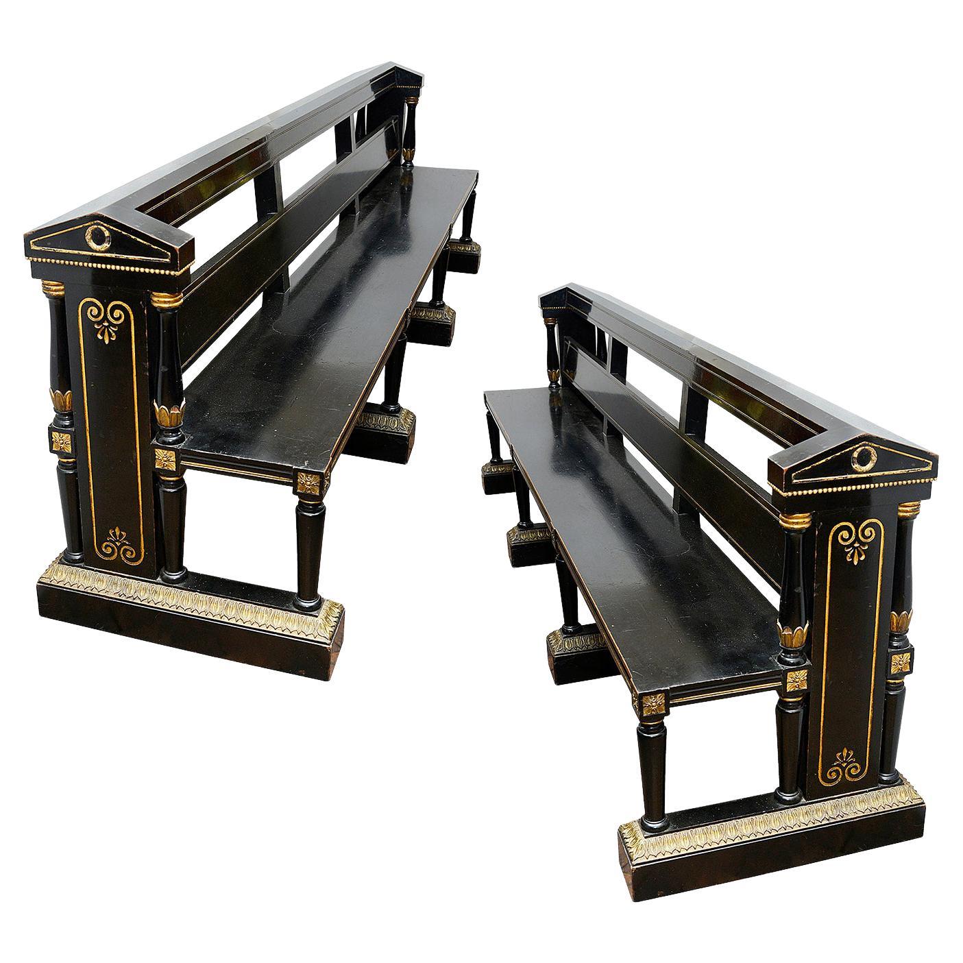 Pair Classical Aesthetic Movement Hall Benches For Sale