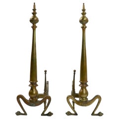 Used Pair of Classical Brass Andirons