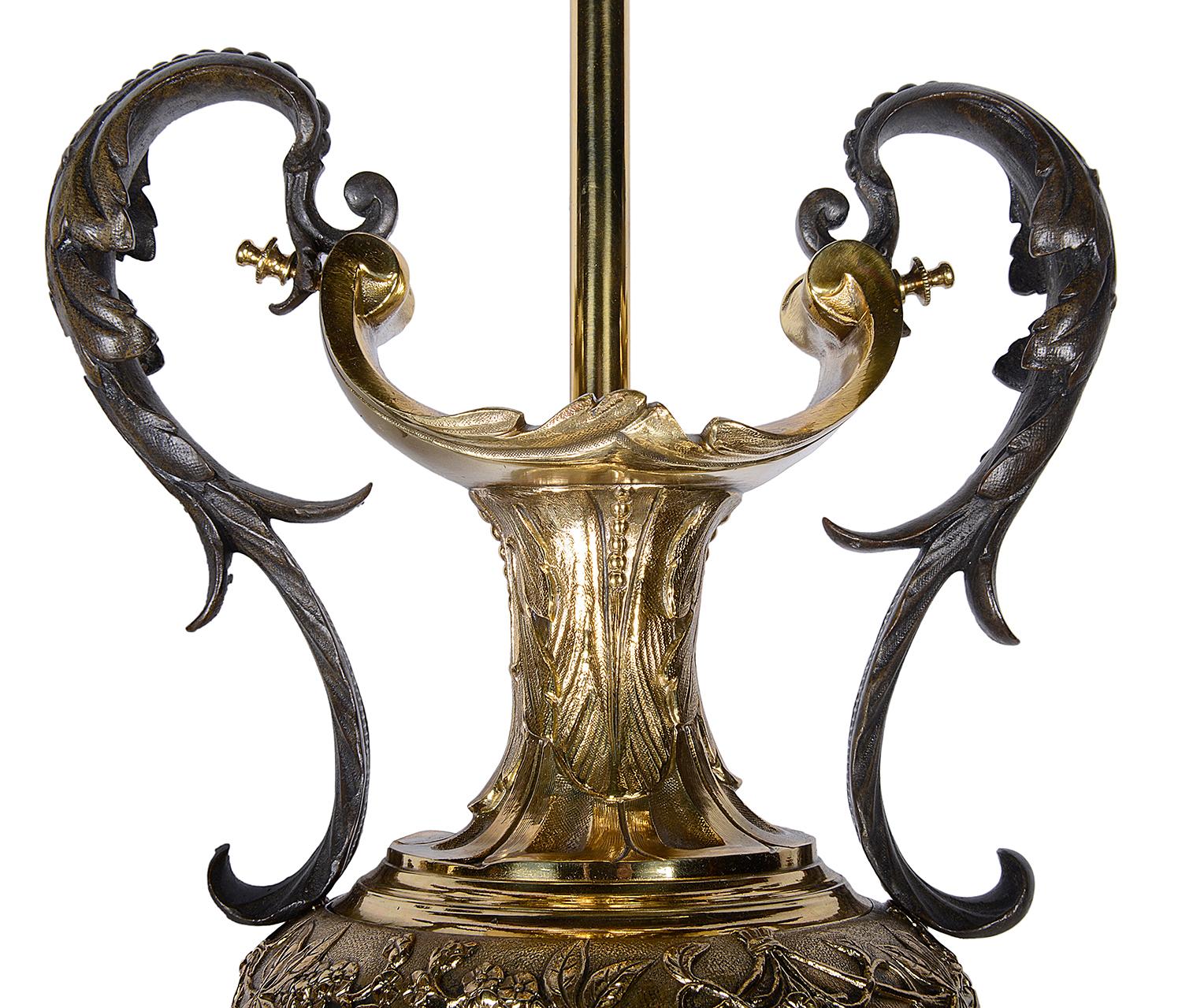 Pair of Classical Bronze Vases / Lamps For Sale 1