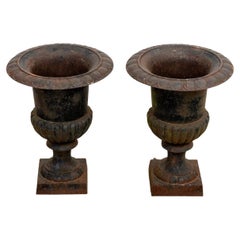 Vintage Pair Classical Cast Iron Urns