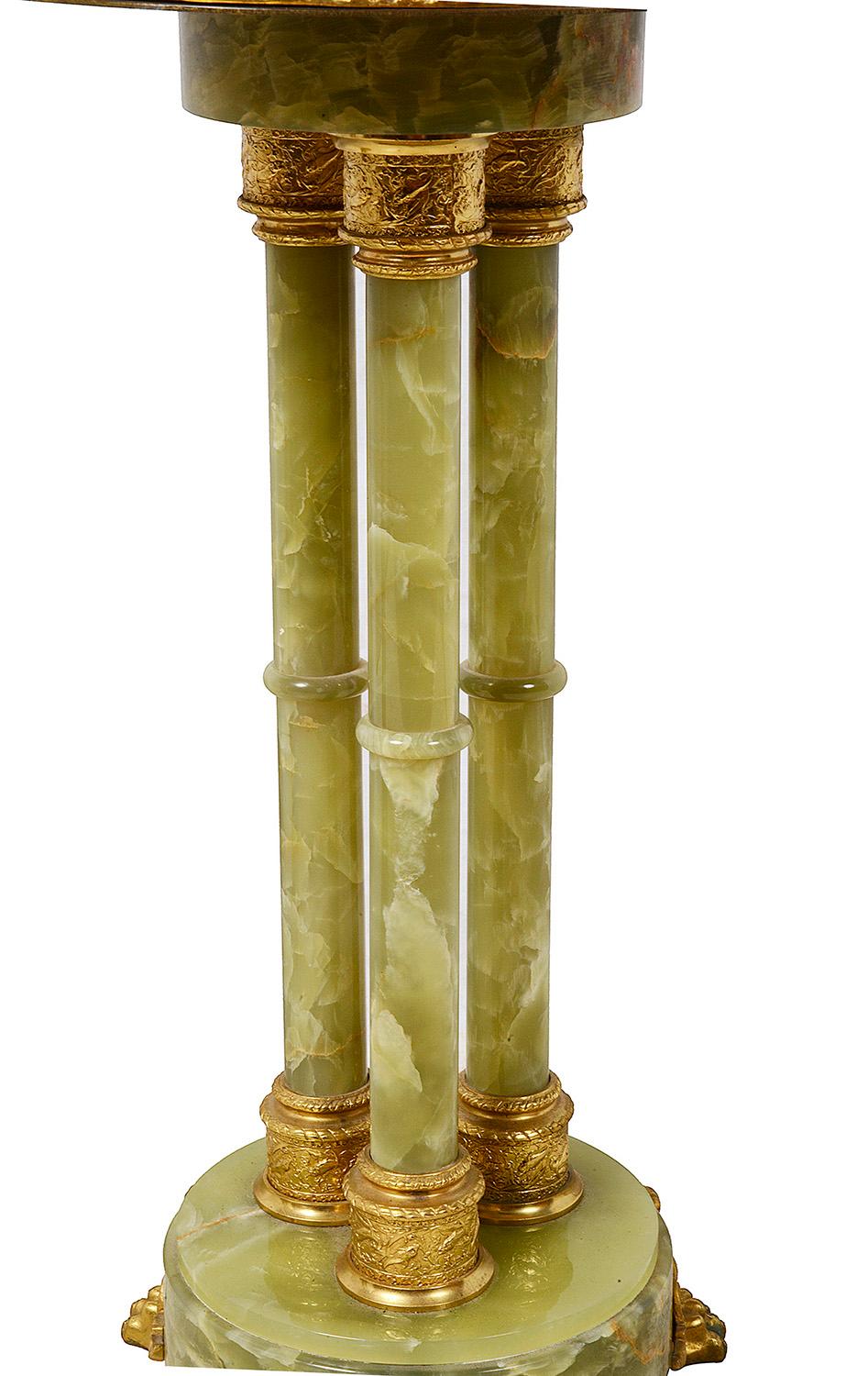 Pair Classical Columned Onyx Side Tables, circa 1920 4