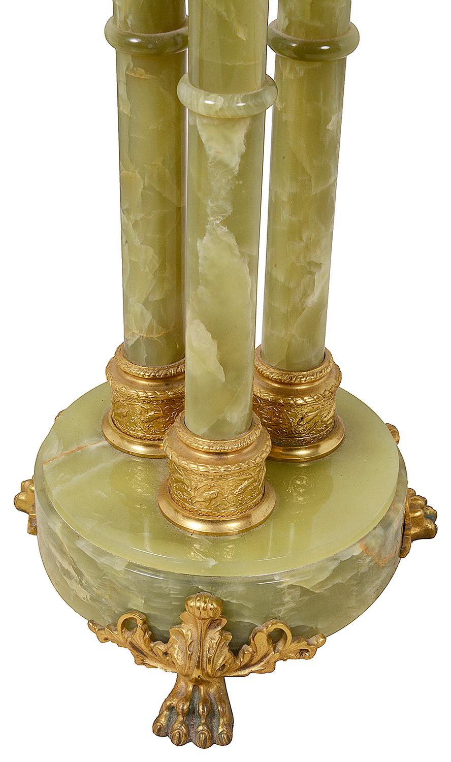 Pair Classical Columned Onyx Side Tables, circa 1920 In Good Condition In Brighton, Sussex