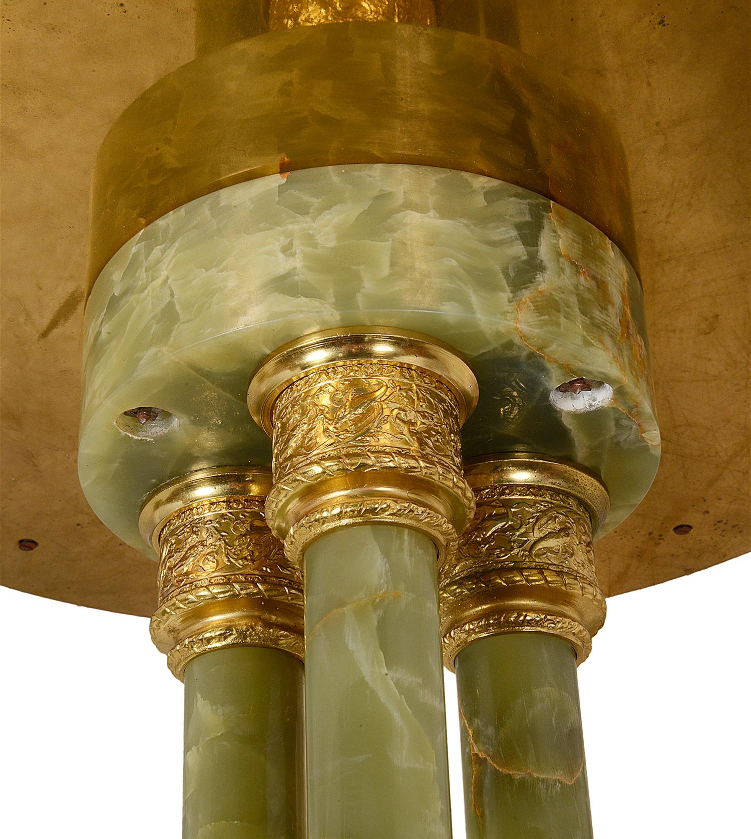 Pair Classical Columned Onyx Side Tables, circa 1920 2