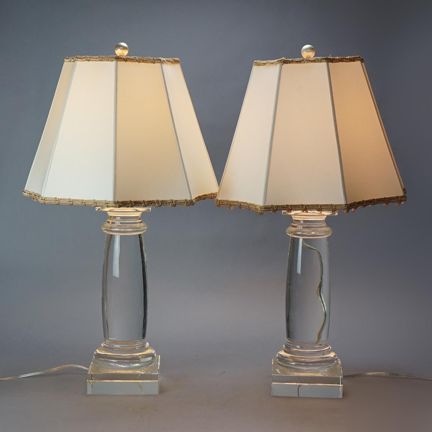 Matching Pair of Baccarat School Classical Doric Column Form Crystal Table Lamps 20th C

Measure- 32''H x 18.5''W x 18.5''D