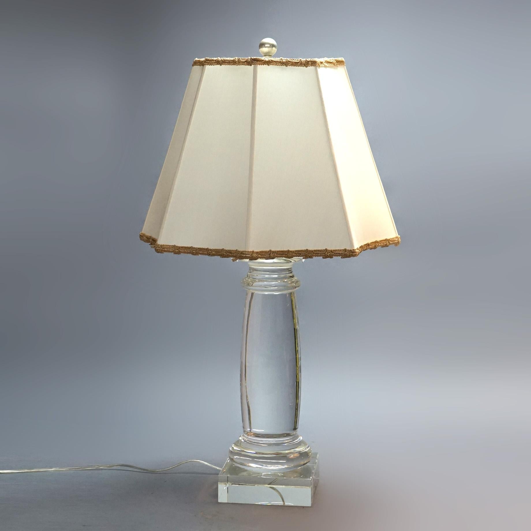 Pair Classical Doric Column Form Baccarat School Crystal Table Lamps 20th C In Good Condition In Big Flats, NY