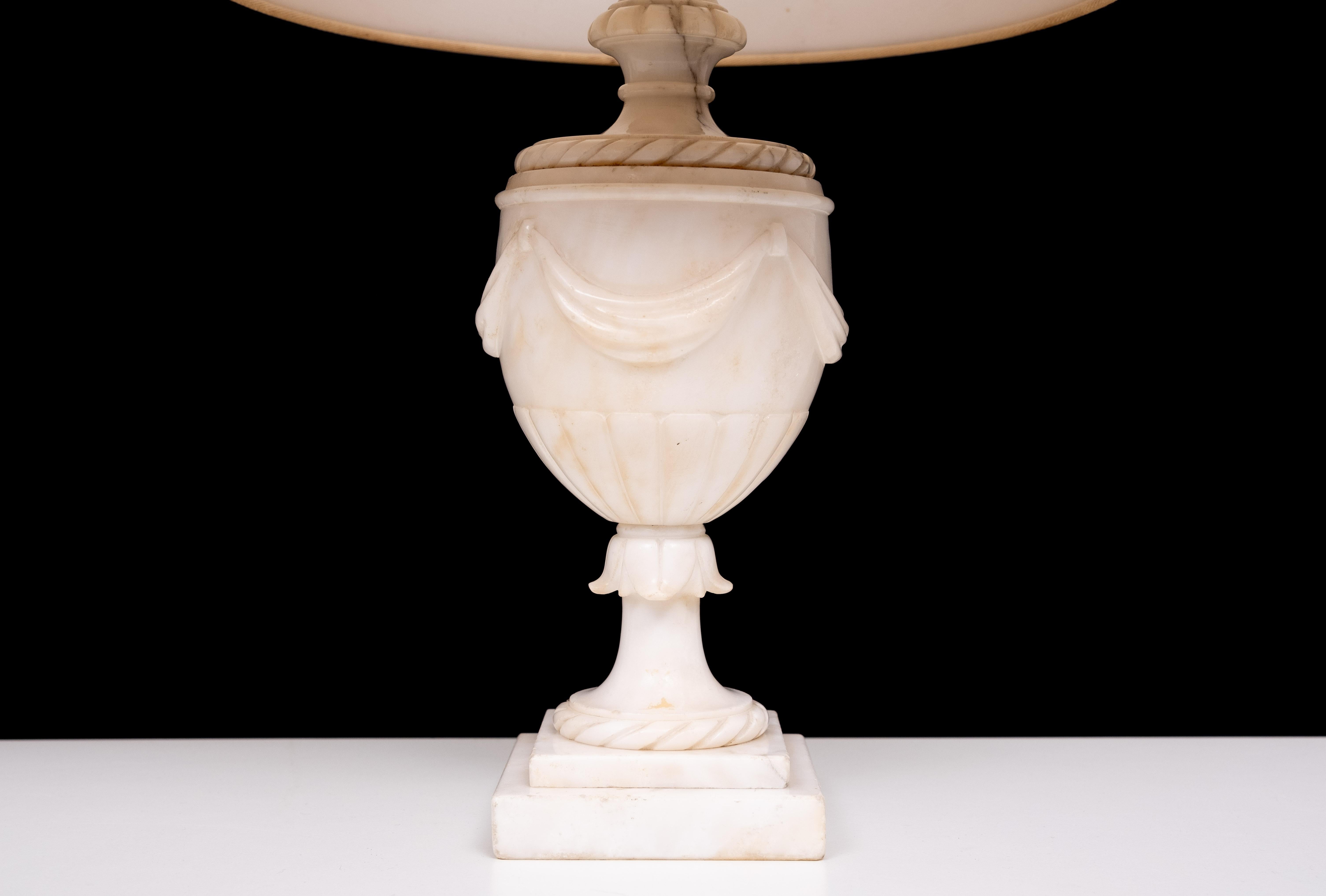 pair Classical Greek  Alabaster Table lamps  1950s Italy For Sale 1