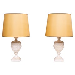coppia Greco Classico  Lampade da tavolo in alabastro  Italia anni '50
