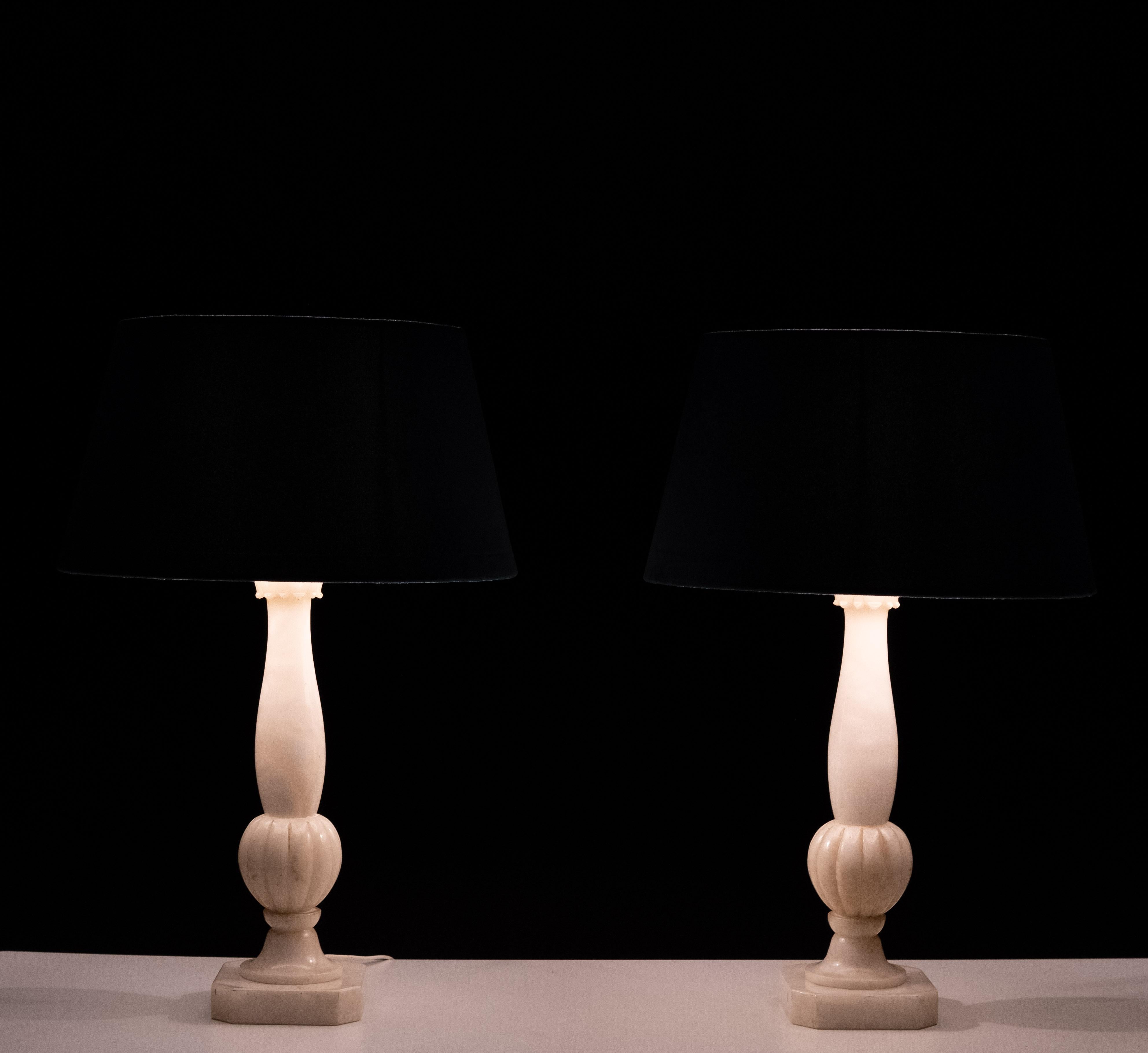Pair Classical Greek Alabaster table lamps  1970s  For Sale 1