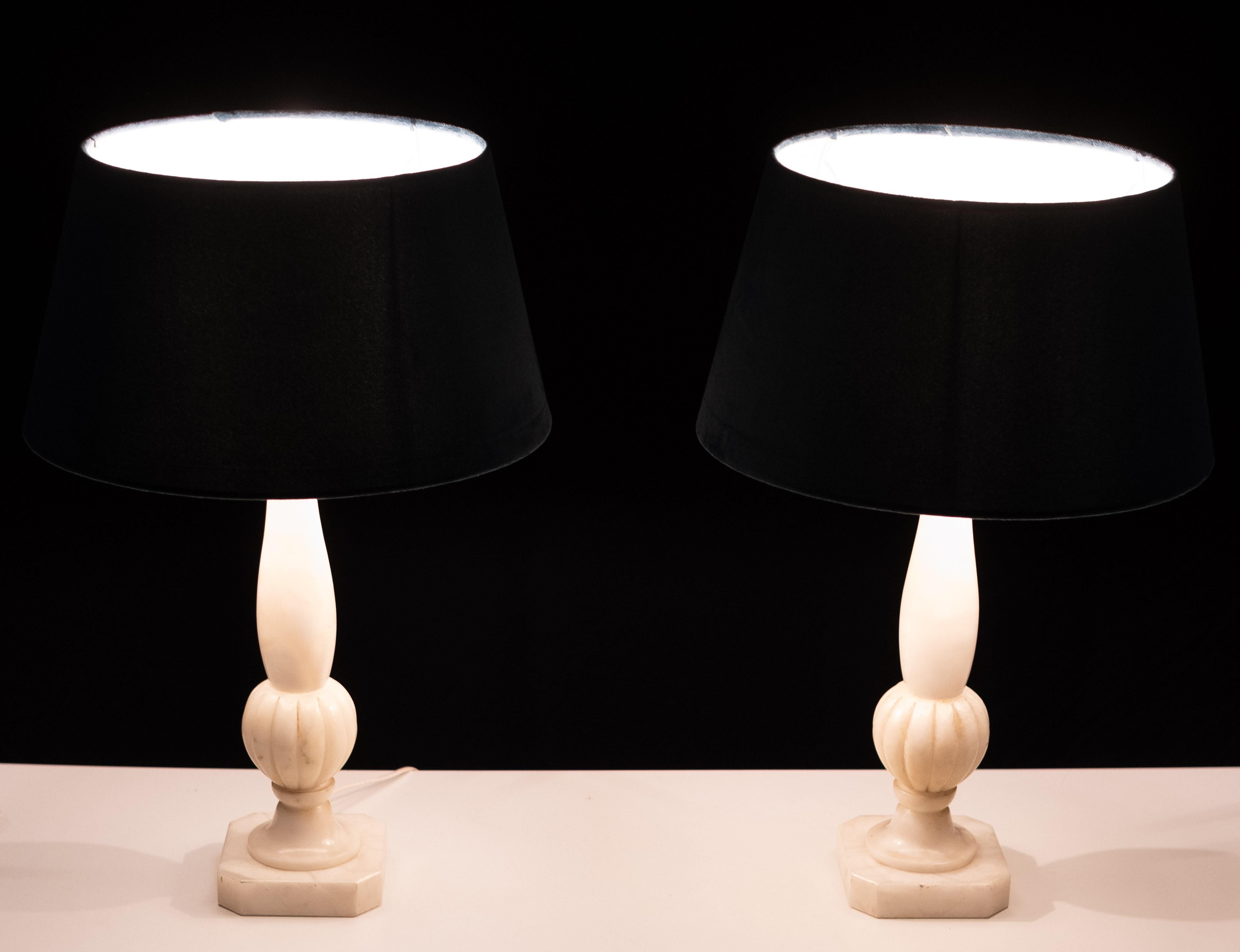 Pair Classical Greek Alabaster table lamps  1970s  For Sale 2