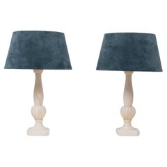 Retro Pair Classical Greek Alabaster table lamps  1970s 