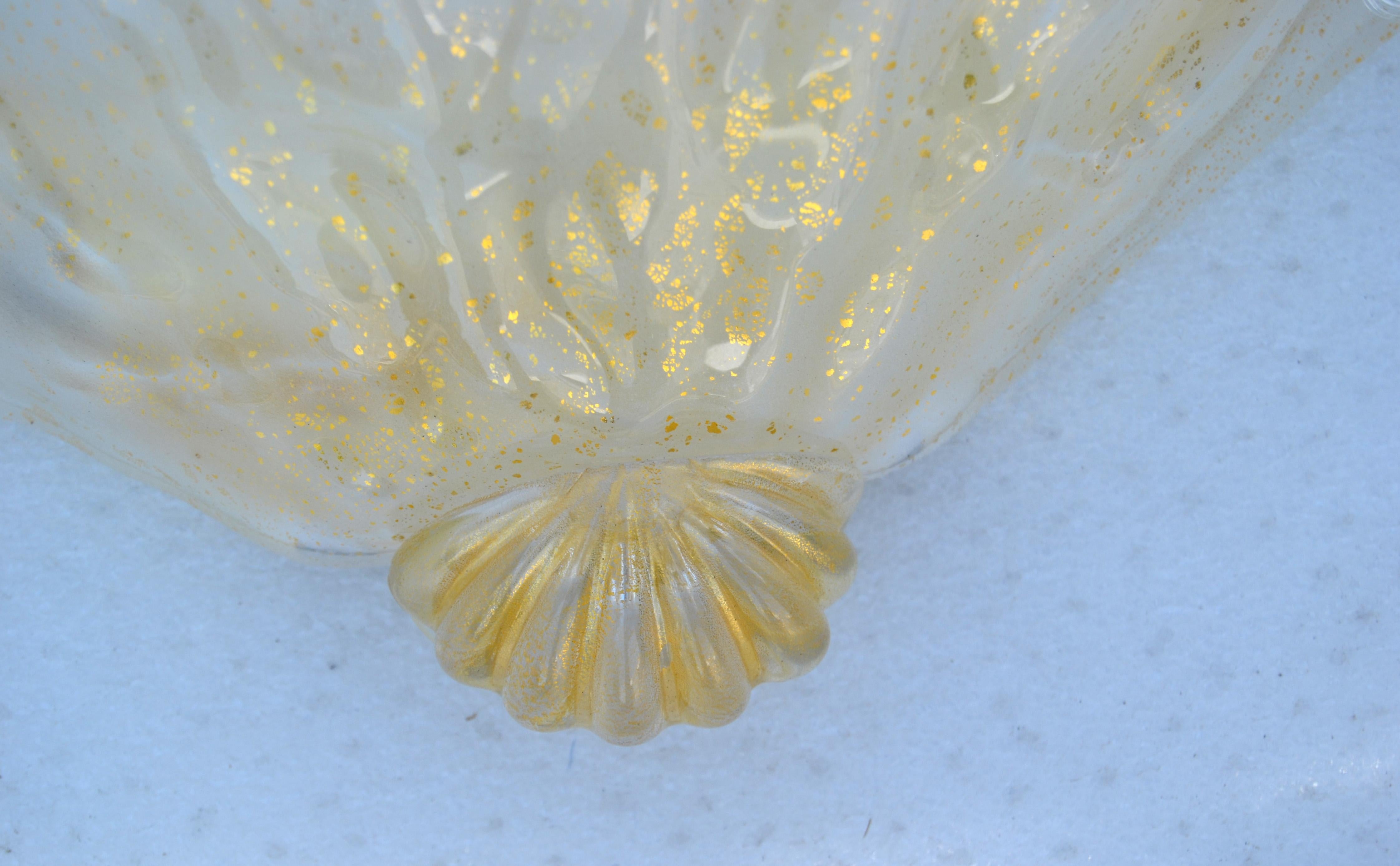 Wandleuchten aus Muranoglas und Messing mit klaren und goldenen Flecken, Italien, Paar im Angebot 4