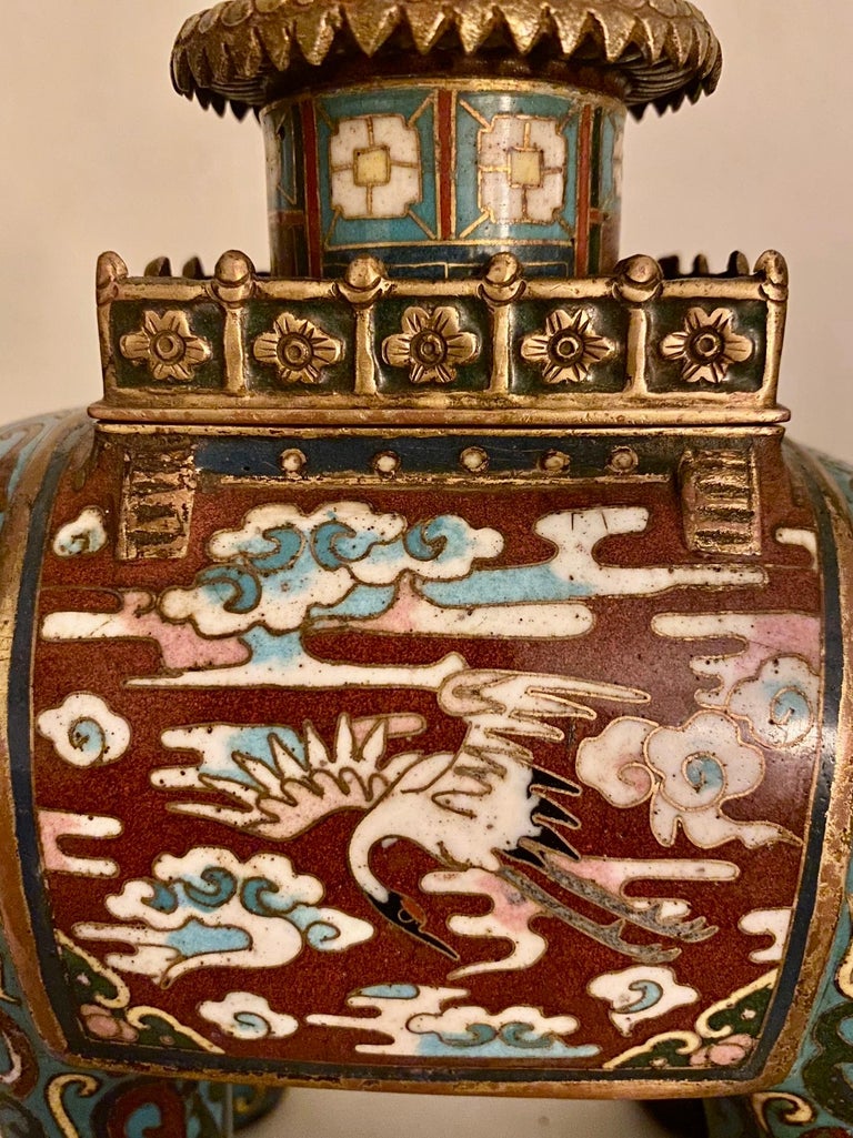 Pair of Cloisonné Elephant Incense Burners, China, c. 1900 For Sale at 1stDibs
