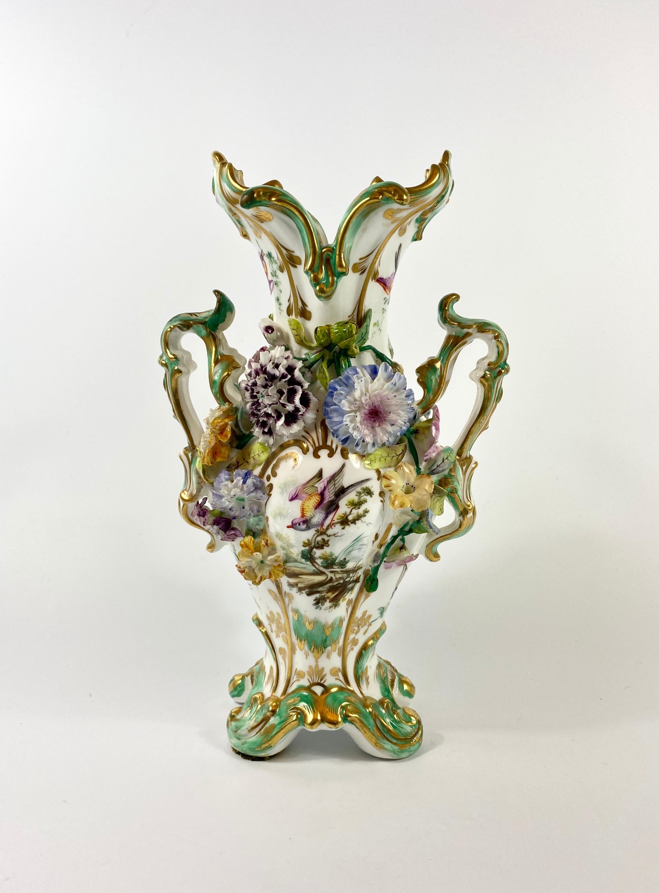 Pair of Coalbrookdale Encrusted Porcelain Vases, circa 1830 4