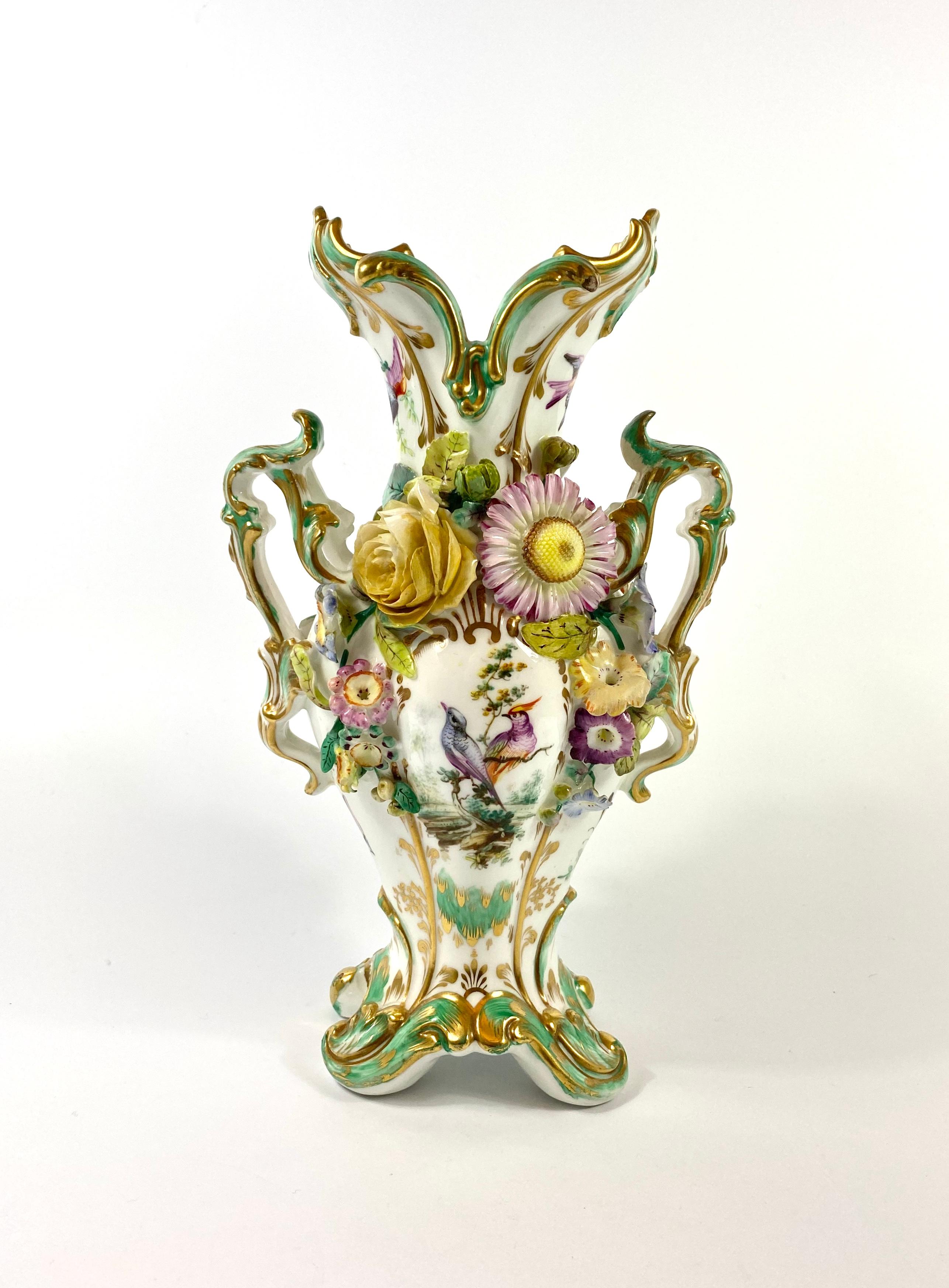 Pair of Coalbrookdale Encrusted Porcelain Vases, circa 1830 6