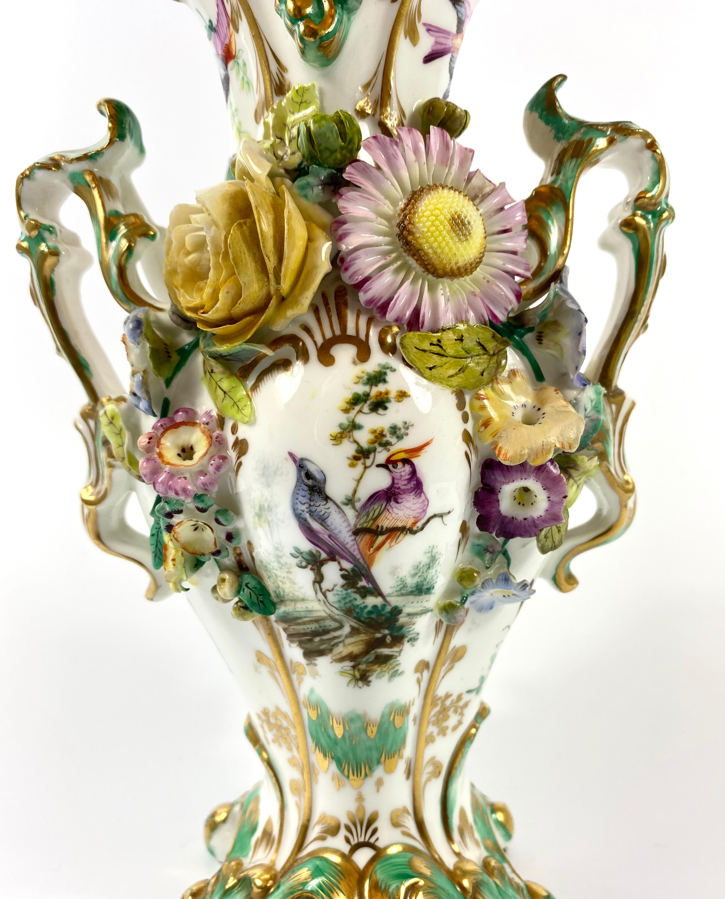 Pair of Coalbrookdale Encrusted Porcelain Vases, circa 1830 7